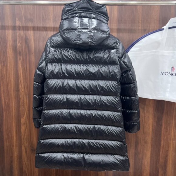 Moncler Women's Shiny Black Long Puffer Jacket - Picture 2 of 9